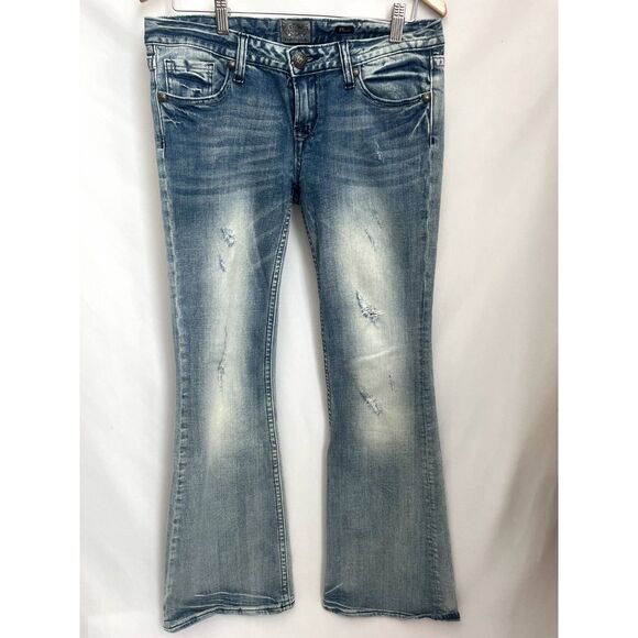 Vintage Y2K Rerock for Express Contrast Stitching Low Rise Boot Cut Jeans Size 8 - Picture 1 of 12